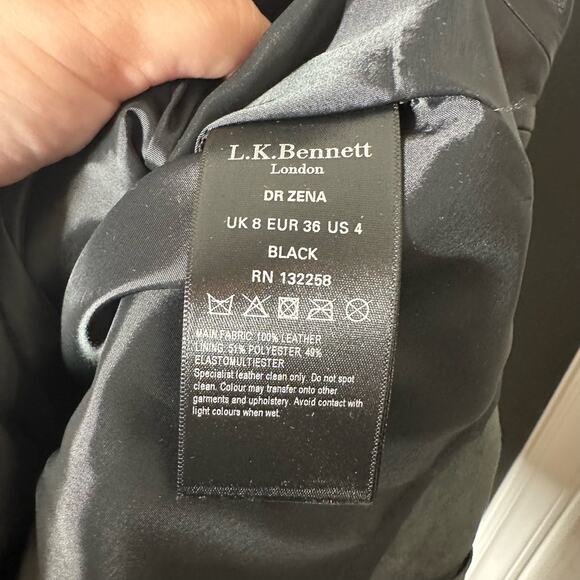 NEW LK Bennett Women's Zena Black 100% Leather Dress Size 4 Fall Classic LBD - Picture 6 of 8